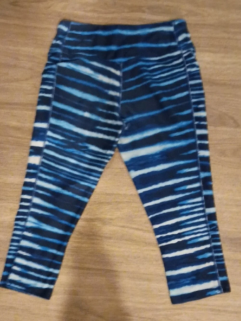 Nike Blue and White Striped Capri Leggings